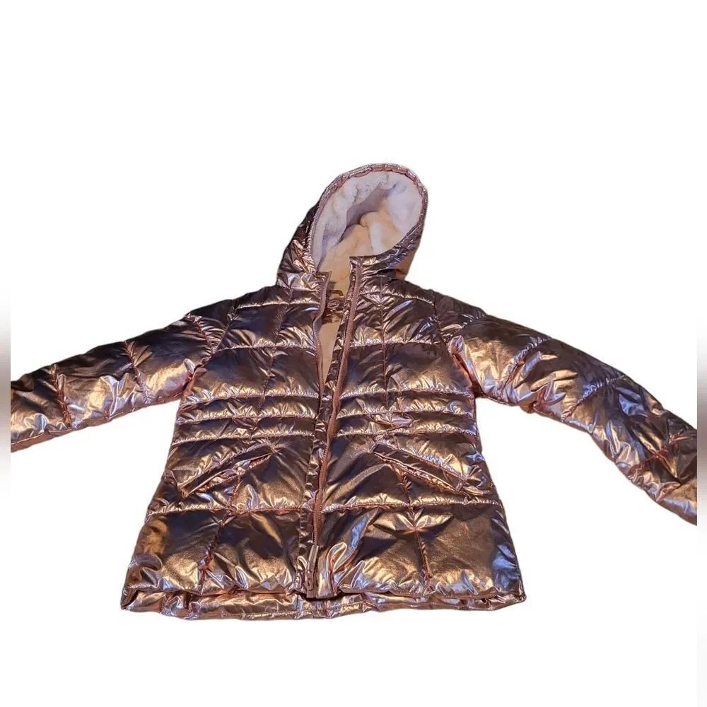 NWOT Wonder Nation Metallic Pink Puffer Coat - Size XL kids